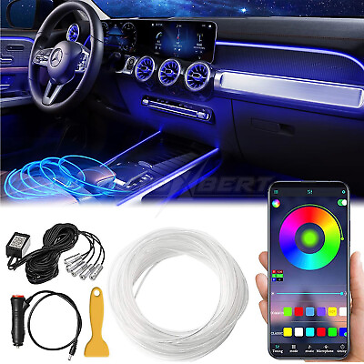 #ad Music Sync Wireless APP Control Car Interior Neon Light Ambient Lighting Kits $23.00