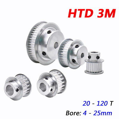 #ad 3M Timing Belt Pulleys Bore 4mm 25mm with Steps 20T 120T for 15mm Wide Belts CNC $28.69