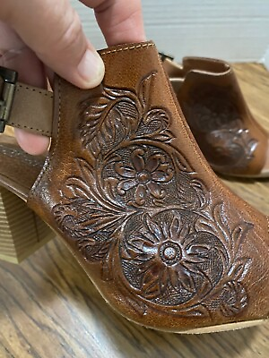 #ad Roper Womens Tan Leather Mika II 3In Heel Sandal Shoes $45.00