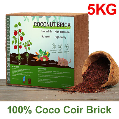 #ad 5000G 60L Coco Fiber Coir Brick Low Salt Soil Brick Plant Grow Media Improvement $20.50