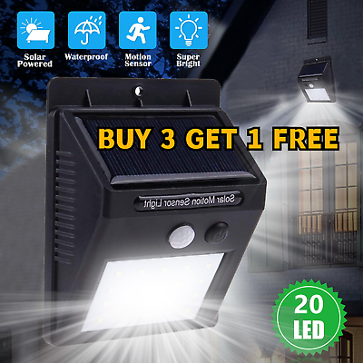 #ad #ad Outdoor 20 LED Solar Power Light PIR Motion Sensor Garden Yard Path Wall Lamp US $5.99