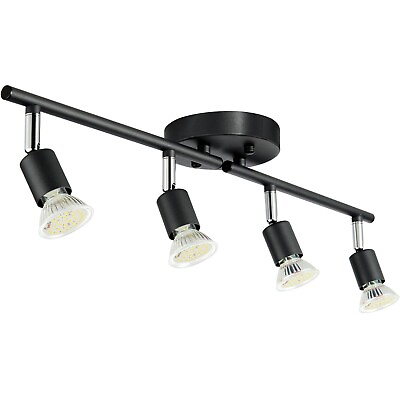 #ad 4 Light LED Track Lighting Kit Ceiling Spot Light Included 4 GU10 3000K Bulbs $25.99
