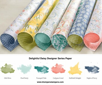 #ad Stampin Up DELIGHTFUL DAISY Designer Series Paper Flowers Delight 24 6x6 Shts $15.87