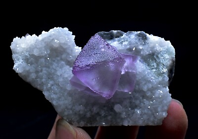 #ad 63g Natural Purple Fluorite Octahedral Cube Rare Mineral Specimens China $129.00