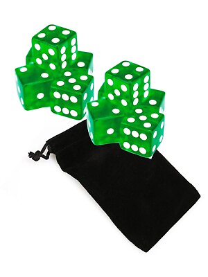 #ad Set of 10 Six Sided Square Translucent 16mm D6 Dice Green with White Pip Die $6.95