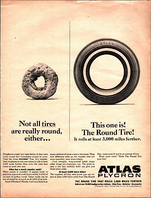 #ad Vintage Look Magazine Ad ATLAS PLYCRON Tires 1965 Ad a2 $22.69