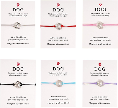 #ad 6Pcs Handmade Puppy Dog Paw Print Distance Matching Bracelet for Friend Women Gi $16.24