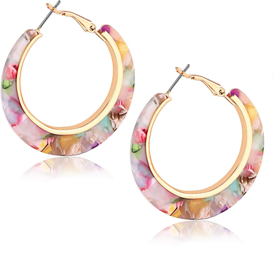 #ad Acrylic Hoop Earrings for Women Tortoise Resin Earrings Bohemia Statement Dangle $35.99