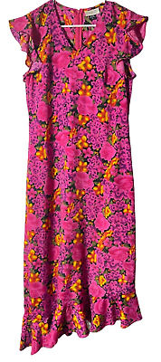 #ad #ad Nick amp; Sarah Womens flutter sleeve v neck floral dress 48quot; long size Large L $23.69