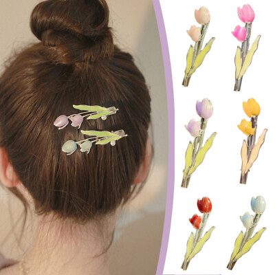 #ad Women Hair Pin Colorful Flower Bobby Pins Hair Clips Grips Slide Pin Spring US * $1.89