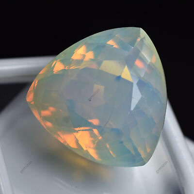 #ad 64.25 Ct Ethiopian Natural Opal Multi Color Trillion Cut CERTIFIED Rare Gemstone $18.15