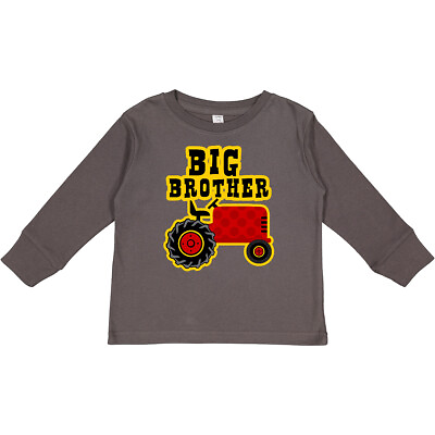 #ad Inktastic Red Tractor Big Brother Toddler Long Sleeve T Shirt Farm Cute Dot Gift $16.99
