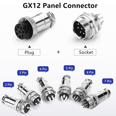 #ad GX12 Aviation Plug Socket Cable Connector panel mount 2 7 pin M12 Male Female $3.11