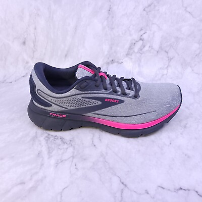 #ad Brooks Womens Trace 2 Running Shoes 8 Gray Pink Lightweight Breathable Gym EUC $39.00
