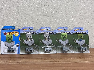 #ad Lot of 5 Hot Wheels Minecraft Game Minecart Cart $20.00