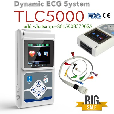 #ad 24 horas 12 Lead Dynamic ECG EKG Holter Monitor Alalyzer Software TLC5000 $499.00