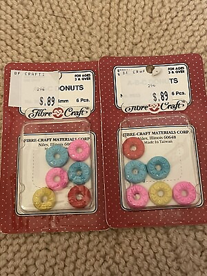 #ad Retro Fibre Craft ABC Donuts NOS Neon Sewing Buttons 2 Packs $8.00