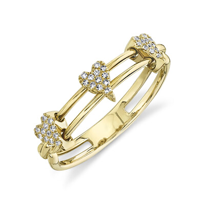 #ad Diamond Slider Sliding Heart Ring 14K Yellow Gold Round Cut .08CT Natural Womens $672.85