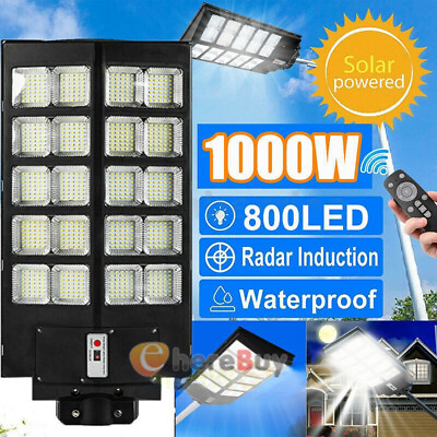 #ad LED 1000W Solar Light Street Flood Sensor Remote Outdoor Garden Security Lamp US $104.19