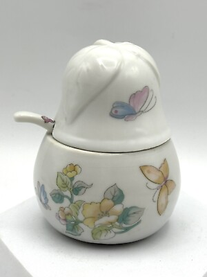 #ad VTG Elizabeth Arden Made in Japan Jam Marmalade Jar amp; Spoon Butterfly Pear $12.07