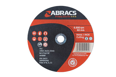 #ad Connect Abracs Extra Thin Flat Cutting Discs 230mm x 1.8mm 5pc 32070 $46.91