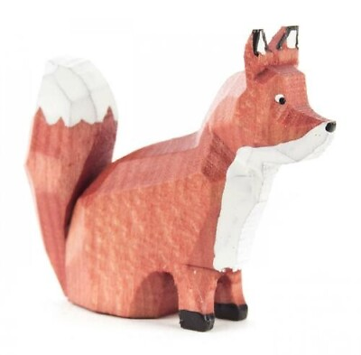 #ad Fox Sitting German Hand Carved Miniature Figurine $10.99