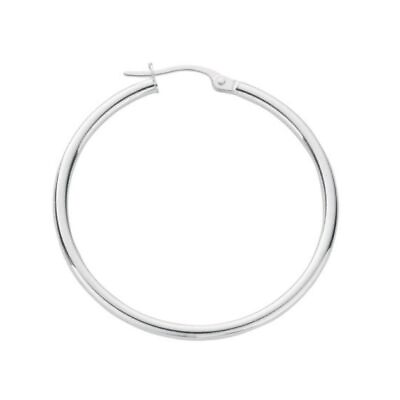 #ad Hoop Earrings 30mm Sterling Silver GBP 21.44