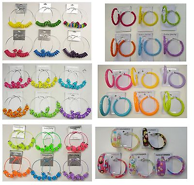 #ad A 50 Wholesale Jewelry lot 10 pairs Colorful Fashion Hoop Earrings $10.99