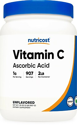 #ad Nutricost Vitamin C Powder 2 LBS Pure High Quality Vitamin C Ascorbic Acid $26.98
