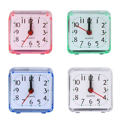 #ad Square Alarm Clock Compact Increasing Snooze Clocks Accessory $6.96