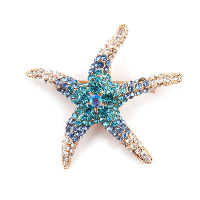 #ad Sea Creature Starfish Brooch Pin Shirt Corsage Pin Shiny Rhinestone For Women C $3.41