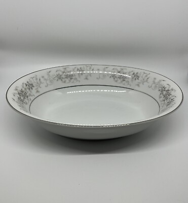 #ad 1315 Carrousel China by Camelot Vegetable Bowl White Platinum Trim 10 x 7 1 2quot; $14.95