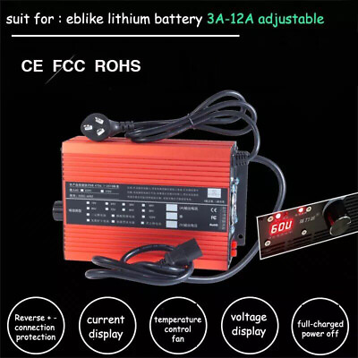 #ad 3 12A 72V 60V 67.2V 84V Li ion LiPo 48V Lifepo4 Lithium Battery Charger Curren A $110.90