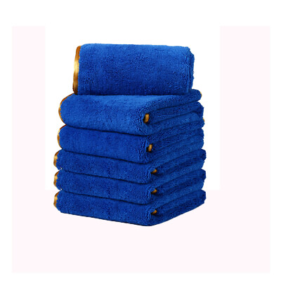 #ad 6 Pcs Microfiber Cleaning Cloth Blue 16quot;x24quot; 380 GSM Large Towels Lint Free $22.99
