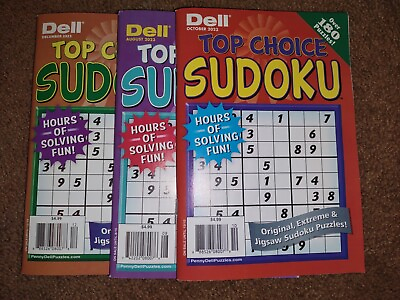 #ad Lot of 3 New Dell Top Choice Sudoku Puzzle Books $15.60