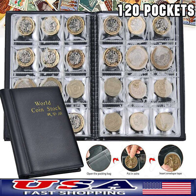 #ad 120 Pockets Coin Collection Storage Book Album Money Holder $2 Coins Folder $8.99