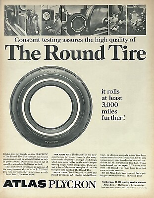 #ad 1967 Vtg Print Ad Atlas Plycron Tire Retro Garage Car Auto Man Cave Home MCM Art $9.96