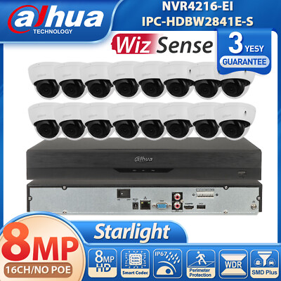 #ad NEW Dahua 16CH NO POE NVR 8MP Starlight Dome MIC Security IP Camera System Lot $179.55