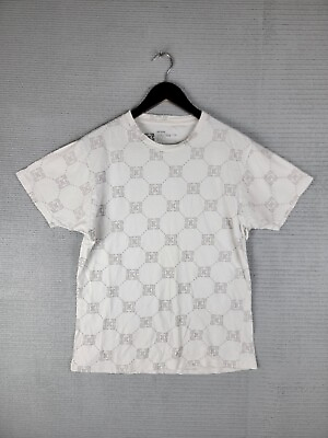 #ad Krew t shirt logo all over print skate size medium faded white C $26.39