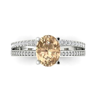 #ad 2.1ct Oval Unique Yellow Moissanite Classic Bridal Statement Ring 14k White Gold $391.03