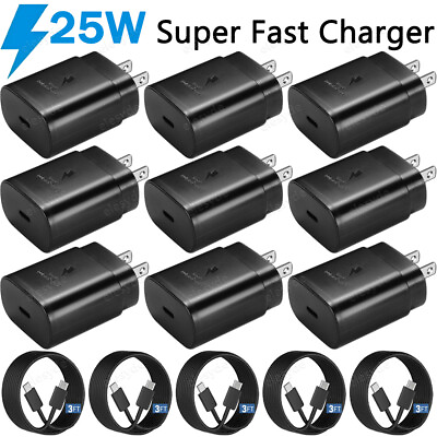 #ad Lot 25w Type USB C Super Fast Wall Charger3FT Cable For Samsung Galaxy S22 $45.42