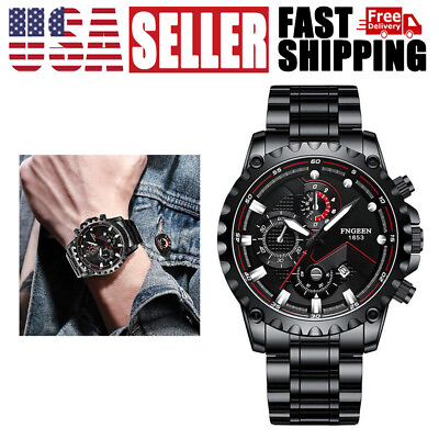 #ad Men#x27;s Classic Stainless Steel Quartz Watch Luminous Luxury Wristwatch Waterproof $10.99