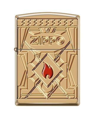 #ad Zippo 1741 Zippo Flame Deep Carved HP Brass Armor Lighter Numbered to 100 $65.00