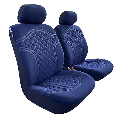 #ad For Toyota prius Car Truck SUV Front Seat Covers Blue Embossed Suede $41.35