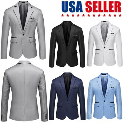 #ad Men#x27;s Tuxedo Jacket Notched Lapel One Button Suit Blazer for Dinner Wedding Prom $22.00