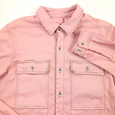 #ad $1295 DRKSHDW Rick Owens Faded Pink Denim Shirt Jacket Mens Size Small $487.46