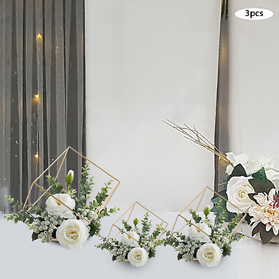 #ad 3pcs Flower Vase Gold Wedding Geometric Stand Party Vases For Garden venue Decor $32.00