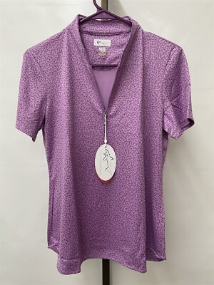 #ad Greg Norman Lavender Hummingbird Print Tulip Short Sleeve Golf Polo Choose Size $9.99
