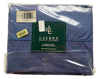 #ad Ralph Lauren Classic Twin Flat Sheet 100% Supima Cotton 350 TC Cadet Blue $37.77