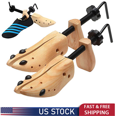 #ad 2024 One Pair 2 way Wooden Adjustable Shoe Stretcher for Men Women Size 9 13 $14.78